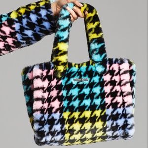 Teddy Fresh Multicolored Fresh Faux Fur Houndstooth Bag